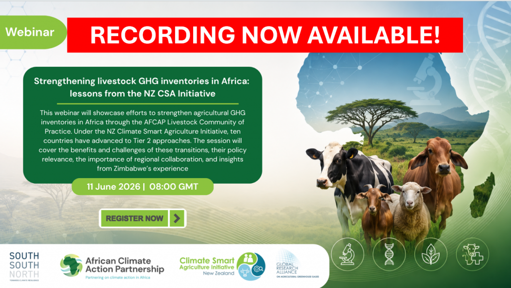 Recording available : Strengthening livestock GHG inventories in Africa – Lessons from the NZ CSA Initiative