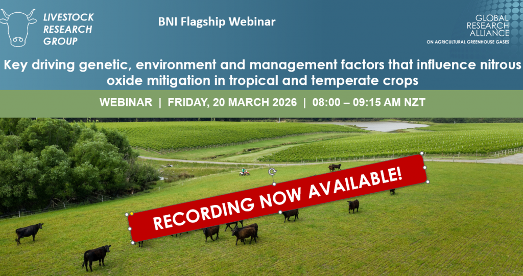 Recording available : BNI Flagship – Key driving genetic, environment and management factors that influence nitrous oxide mitigation in tropical and temperate crops